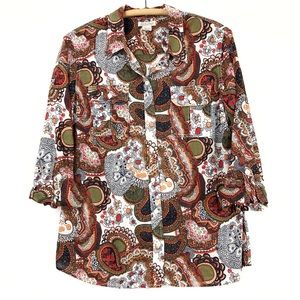 Lucky brand 3/4 sleeve vintage inspired button